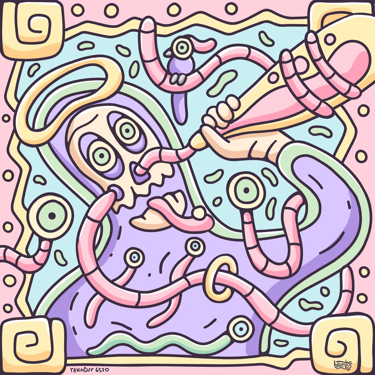 artofbrentos's tweet photo. I used my own #rektguy as inspo for another cheeky rekt 1/1 deriv. It’s nice to unleash the essence of rekt on this one and let the river of creativity flow. 🌊🎨❤️‍🔥 cheers @osf_nft @berndawgler https://t.co/wM7hPeAM34