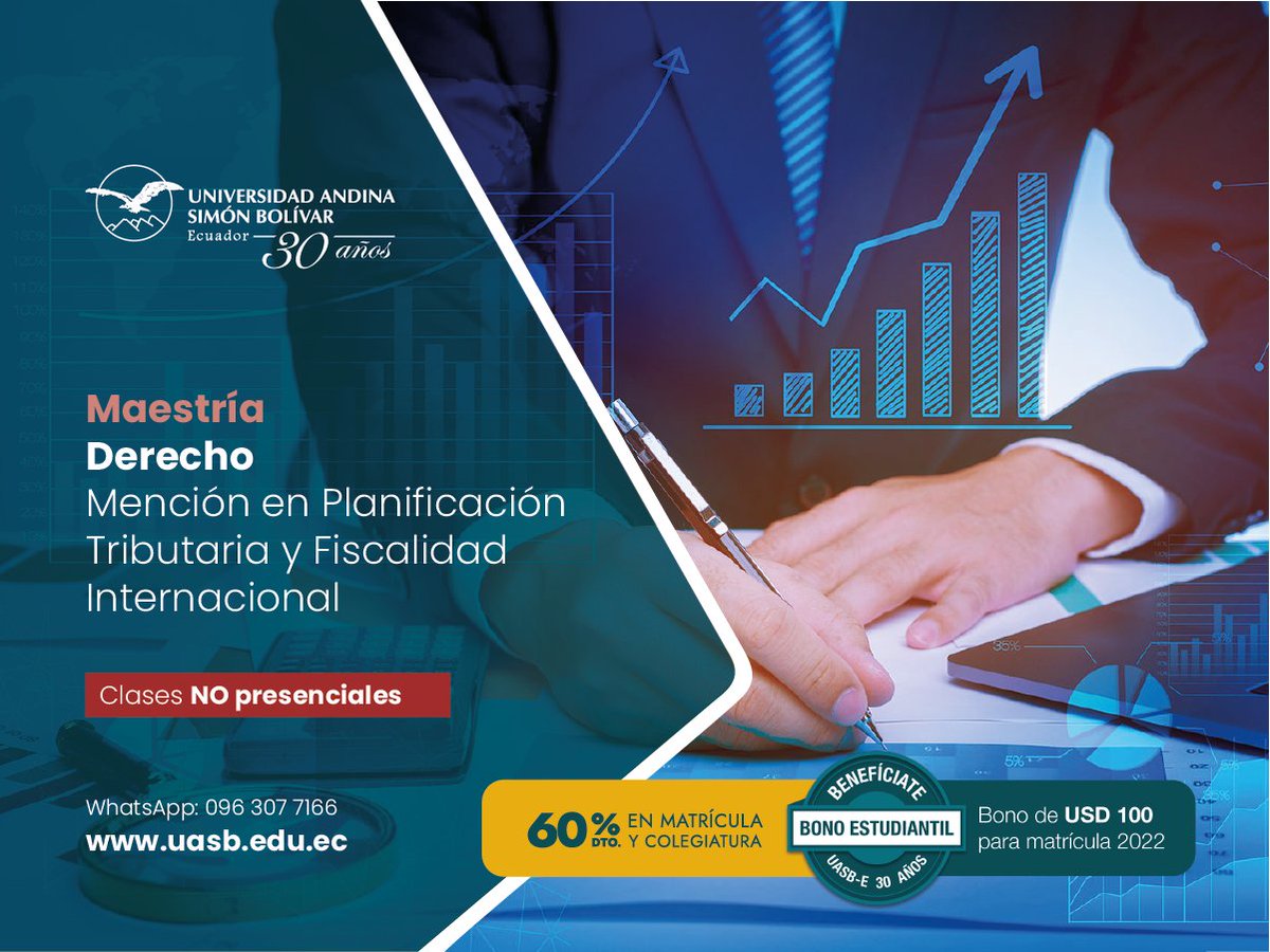 Derecho_UASB's tweet photo. 📌 Oferta Académica 2022 

𝗠𝗮𝗲𝘀𝘁𝗿𝗶́𝗮 𝗲𝗻 𝗗𝗲𝗿𝗲𝗰𝗵𝗼 con mención en Planificación Tributaria y Fiscalidad Internacional🎓

 ✔️ Inscripciones: hasta 𝟮𝟰 𝗱𝗲 𝗷𝘂𝗻𝗶𝗼
✔️ Bono estudiantil
✔️ Descuento 𝗣𝗥𝗢𝗡𝗧𝗢 𝗣𝗔𝗚𝗢

🔗 Info👉🏻 https://t.co/SUhoj1yLCr https://t.co/6I8khmtjHR