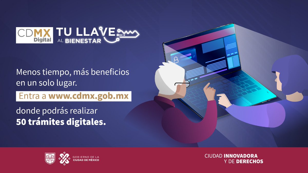 GobCDMX's tweet photo. Realiza hasta 50 trámites de forma digital sin necesidad de salir de tu casa. Solo ingresa a https://t.co/OFOcXHHdK7 y conoce todos los servicios que tenemos disponibles para ti. 💻

#CDMXDigital #TuLlaveAlBienestar https://t.co/aNxzsnc4LO