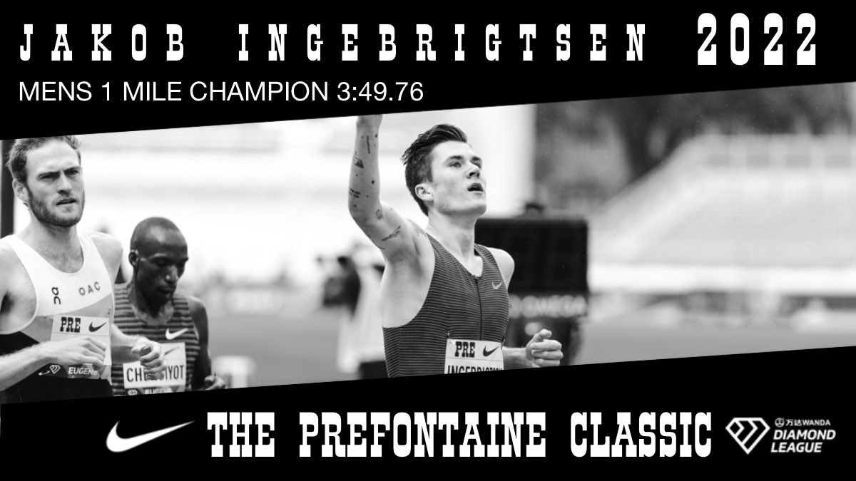 nikepreclassic's tweet image. Jakob Ingebrigtsen wins the Mens 1 Mile with a time of 3:49.79!