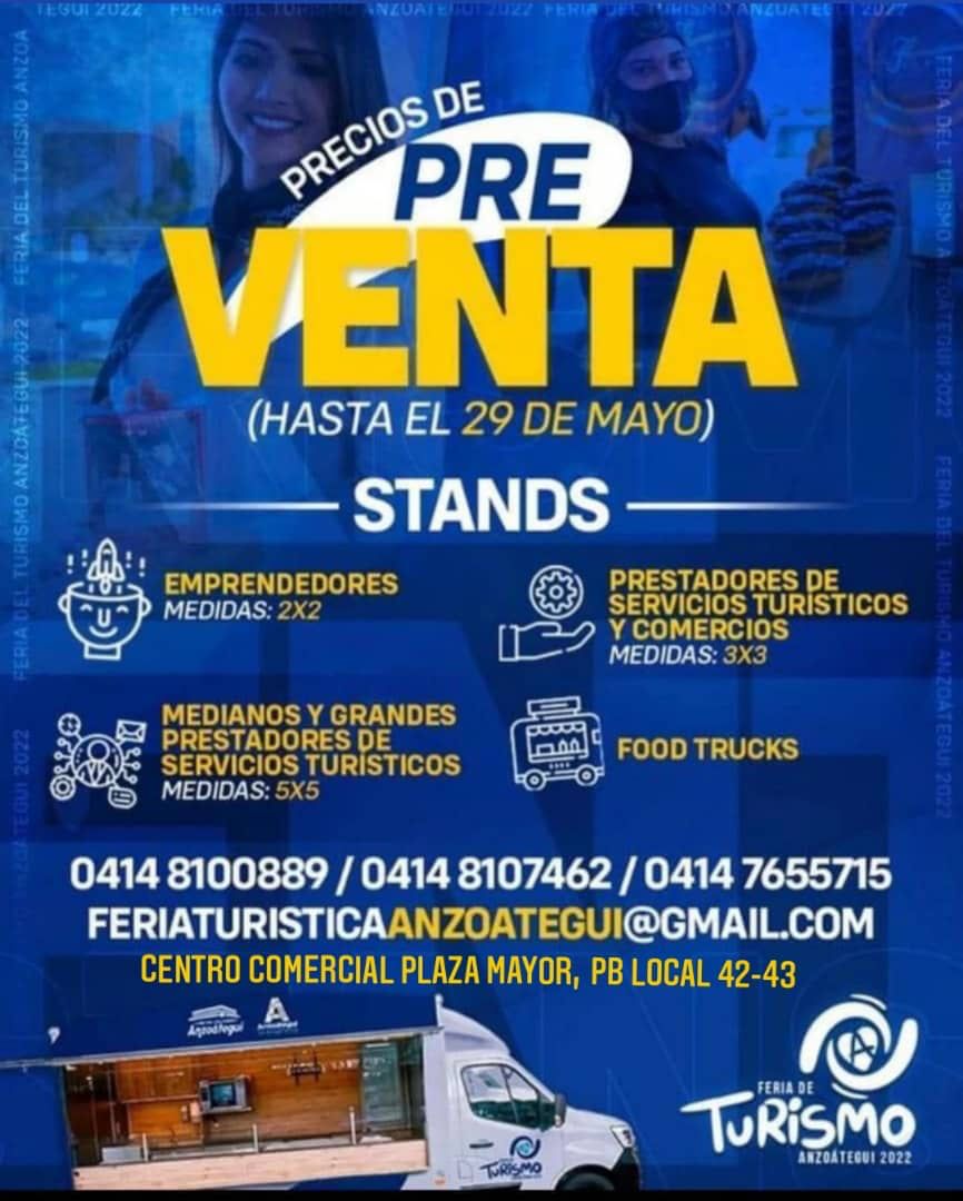 Aprovecha la preventa de la Feria de Turismo Anzoátegui 2022 #AnzoateguiTeEnamora #Anzoategui #Venezuela #Turismo pic.x.com/pQPCaUhAW3