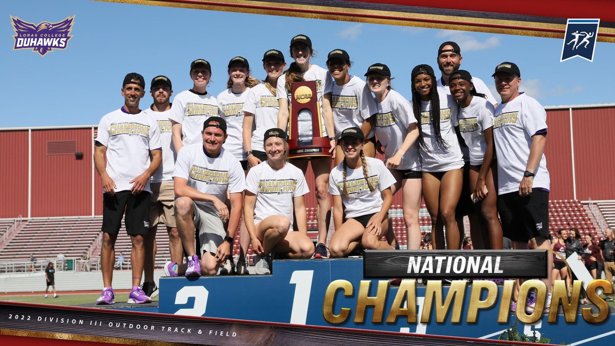 NCAADIII's tweet photo. 🏆 Congratulations to the 2022 NCAA Division III Women's Outdoor Track &amp; Field National Champions of LORAS COLLEGE! @LorasAthletics #d3tf 🏆 https://t.co/8Y8twa3dPz