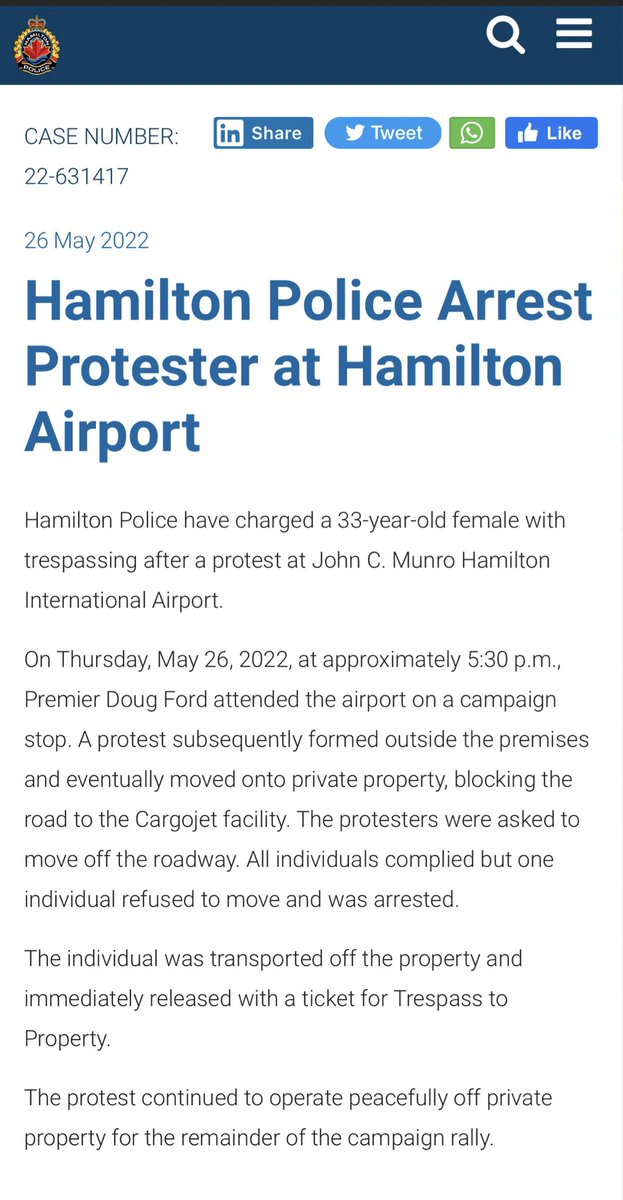 CarymaRules's tweet photo. The official press release from @HamiltonPolice is inaccurate &amp; misleading. Their version of events does not match my time-stamped videos. It is a fabrication.

I wasn’t part of a protest. I never blocked a roadway. I didn’t refuse to move.

Who wrote this, and why did they lie? https://t.co/4HwuAVxh7A