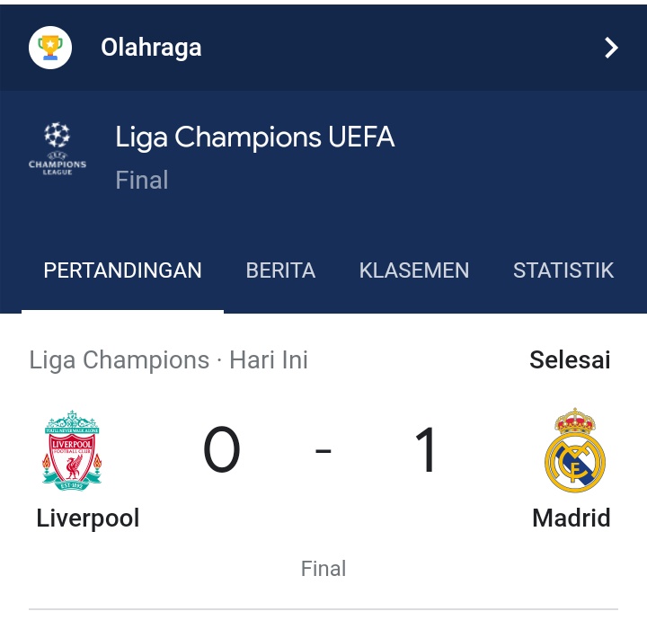 Selamat buat Real Madrid jadi juara Liga Champion UEFA 2022, Bravo !