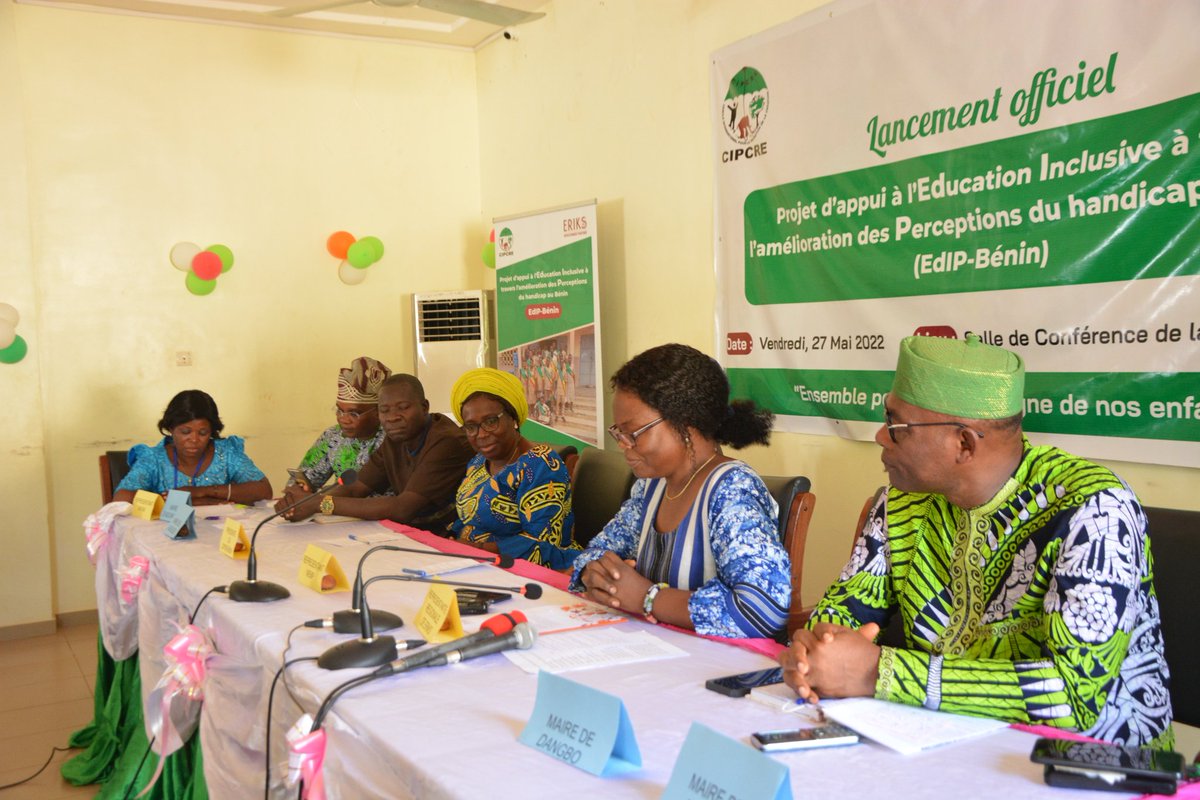 Lancement officiel du projet d'appui à l'éducation inclusive à travers l'amélioration des perceptions du handicap au Bénin. C'est ce vendredi 27 mai 2022 a la salle de conférence de la mairie d'Adjohoun.