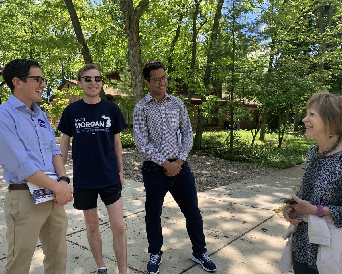voteChrisWatson's tweet photo. It was great knocking Ward 2 doors and talking to neighbors this afternoon with @JasonMorganMI We both love this city and chose to live here as young adults. Looking forward to working with him when he’s in Lansing! #MorganforMI #ChrisforA2 https://t.co/NR4qVtZg78