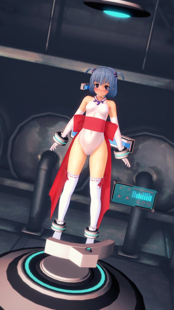 怪しい機械にスキャンされる唯ちゃん 