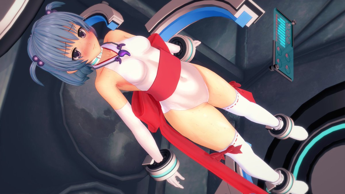 怪しい機械にスキャンされる唯ちゃん 