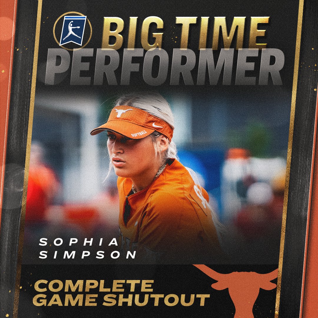 𝕊𝕦𝕡𝕖𝕣𝕤𝕥𝕒𝕣 𝕊𝕠𝕡𝕙𝕚𝕒 🤩

The <a href="/TexasSoftball/">Texas Softball</a> freshman balled out in Fayetteville to shut out (4) Arkansas and lead the Longhorns to the #WCWS.

#RoadToWCWS x <a href="/sophiaaa_simp/">❁ sophiaa ❁</a>