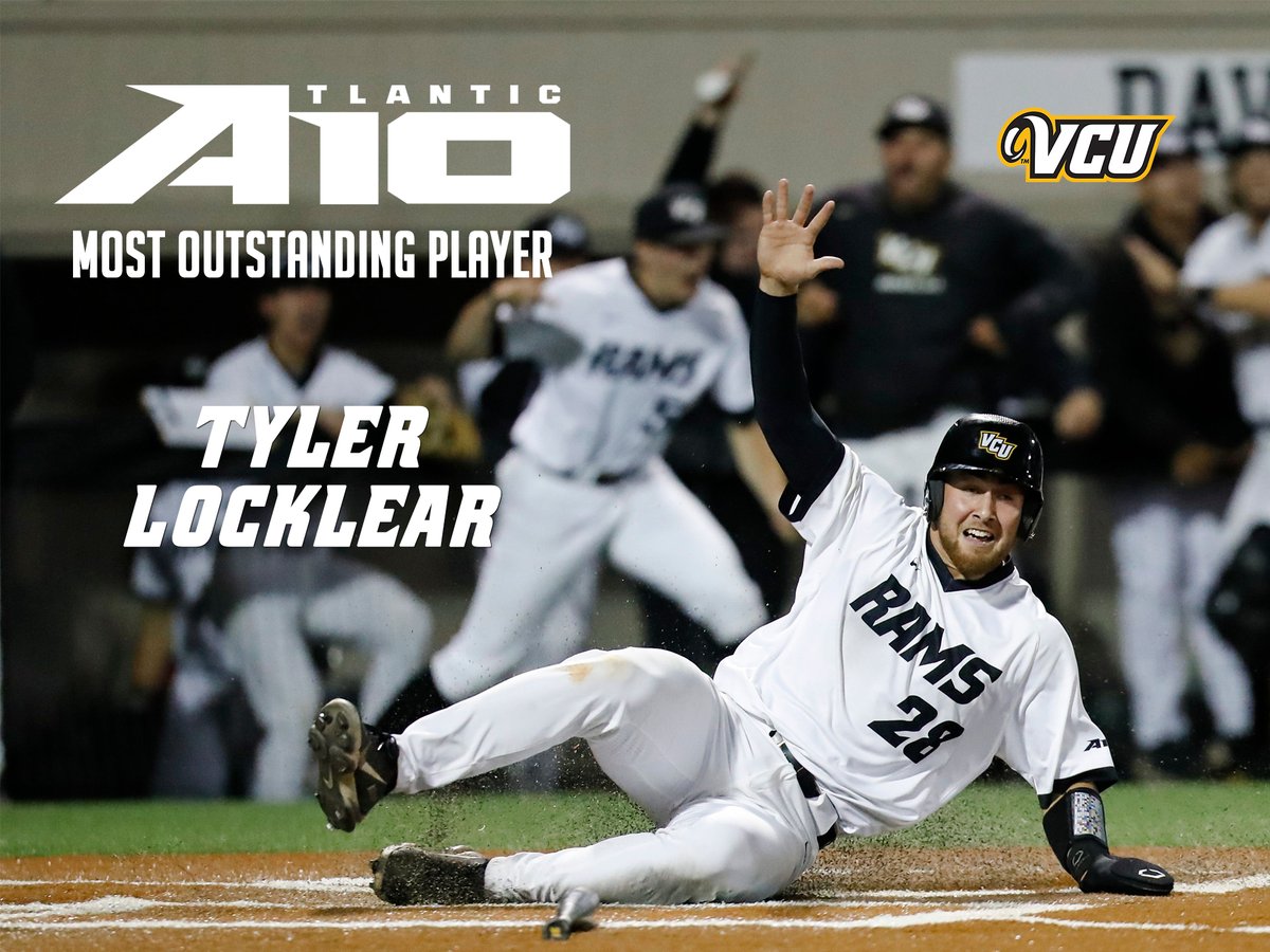 VCUBaseball's tweet photo. Tyler Locklear was on a 𝗱𝗶𝗳𝗳𝗲𝗿𝗲𝗻𝘁 𝗹𝗲𝘃𝗲𝗹 this week.

🔒 .818 batting average
🔒 2.627 OPS
🔒 3 homers for 6 RBIs

He's your A-10 Championship Most Outstanding Player 🏅

#LetsGoVCU #ThisIsRamNation https://t.co/2MGGr3Aev4