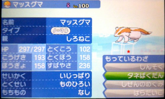 Uzivatel しろねこ Na Twitteru 説明しよう しんそく色マッスグマ ジグザグマ とは Gcのポケモンボックスに100匹預けることで入手出来るマッスグマの卵 個体の厳選乱数不可 少なくとも当時は であり 色違いになるようにrseのトレーナーidを乱数し そのromで