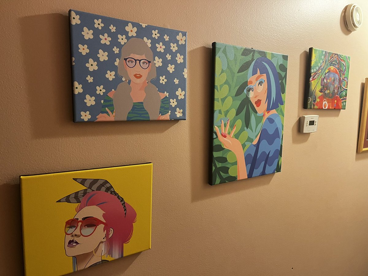 AngYarb2208's tweet photo. Hung up my canvases in my hallway 🥰 @MyBFF @BossBeautiesNFT @BoonjiProject @WomenriseNFT @worldofwomennft @alphagirlclub I can wait to add more soon! 🥰🥰🥰 https://t.co/GU6qHwFpjk