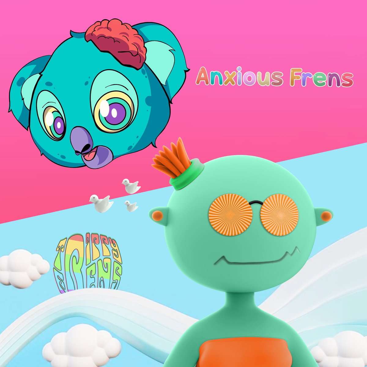 🔥TRIPPY FRENS x ANXIOUS FRENS 😋

🚨 GIVEAWAY ALERT! 🚨
⭐ 3 WL for Trippy Frens
⭐ 3 WL for Anxious Frens

To enter:
1️⃣ Follow <a href="/trippyfrensnft/">Trippy Frens | 3D Collection</a>
 &amp; <a href="/AnxiousFrens/">Anxious Frens</a> 
2️⃣ RT &amp; ❤️
3️⃣ Tag 3 Frens 

⏰ 48 hrs