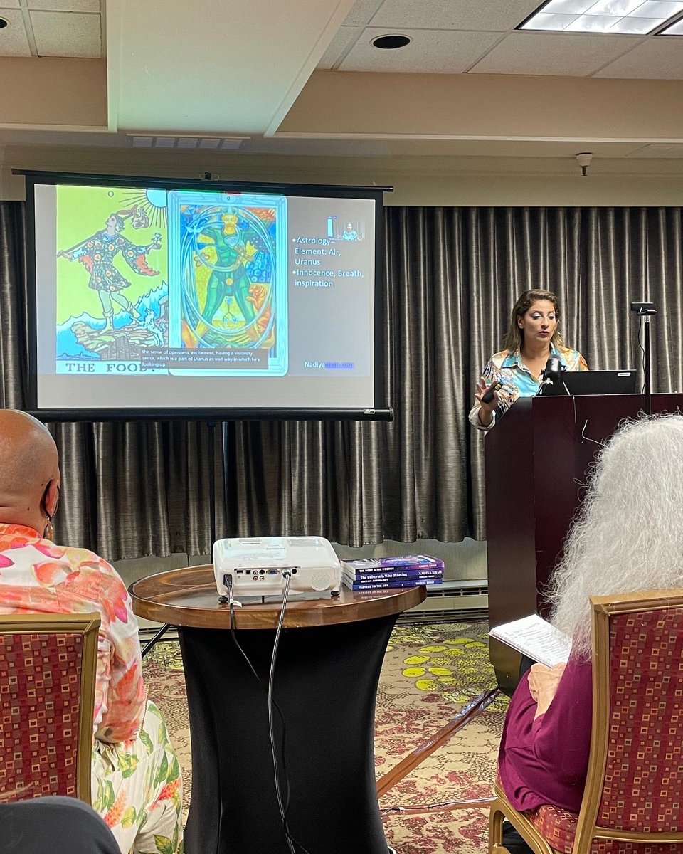 peterwhitetarot's tweet photo. As an ‘on-again-off-again’ learner of Astrology with a long-standing &amp; deep passion for my work with the tarot, I was thrilled to attend Nadiya Shah’s Tarot for Astrologers workshop at #norwac2022 today! @NORWAC https://t.co/YWIkWONzjd
