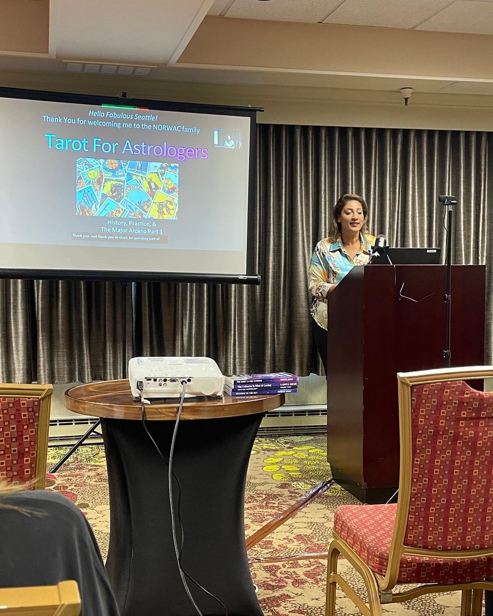 peterwhitetarot's tweet photo. As an ‘on-again-off-again’ learner of Astrology with a long-standing &amp; deep passion for my work with the tarot, I was thrilled to attend Nadiya Shah’s Tarot for Astrologers workshop at #norwac2022 today! @NORWAC https://t.co/YWIkWONzjd