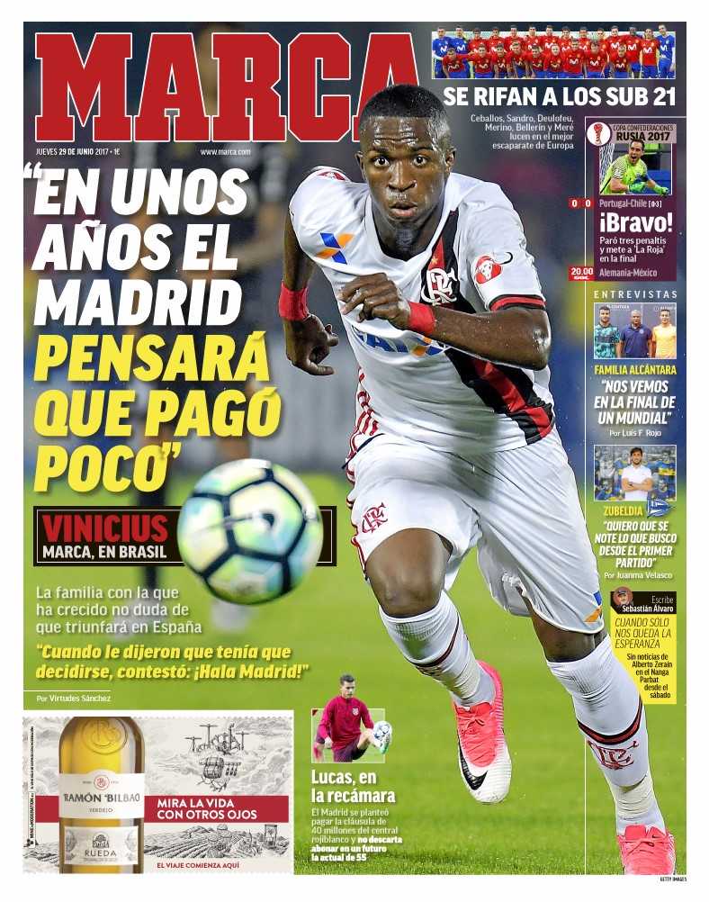 A capa do Marca em 28 de junho de 2017: 

"Em alguns anos, o Real Madrid pensará que pagou pouco"