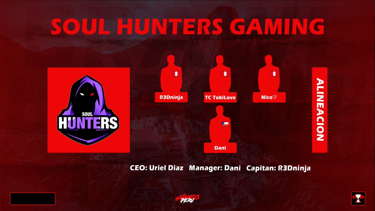 Presentación de alineación (6/10). ⚔️

Llegan los cazadores, quienes estarán buscando la victoria en cada fecha de la competencia. 🗡️

Van por el campeonato en esta cuarta temporada. 👀

¡Ellos son Soul Hunters!

¡Bienvenidos a BLP! 🏆🇵🇪

#VamosPeru • #BLPT4