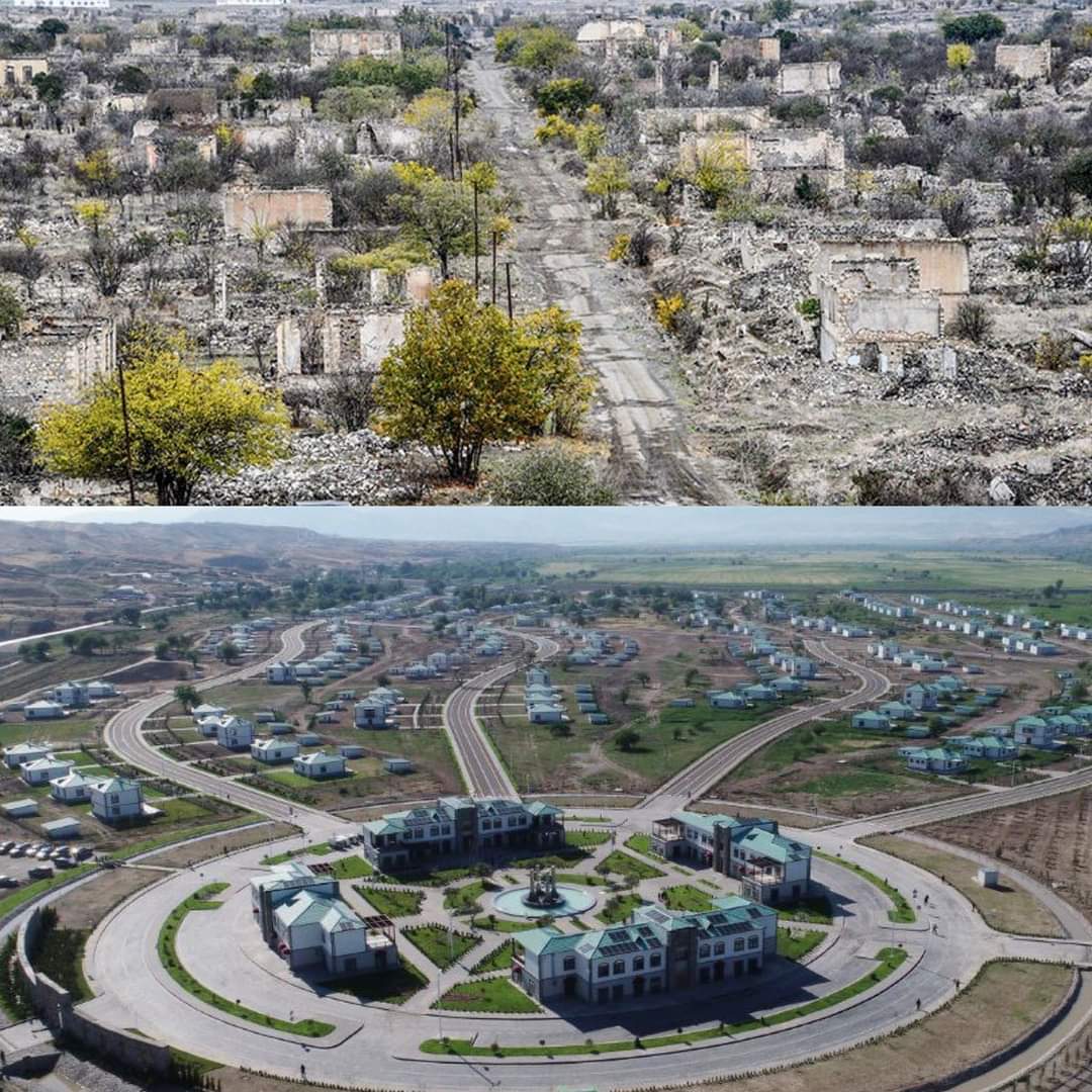 phdborge's tweet photo. Zengilan city during Armenian occupation Vs 2 years after its liberation https://t.co/n7NxrtZ6Ra