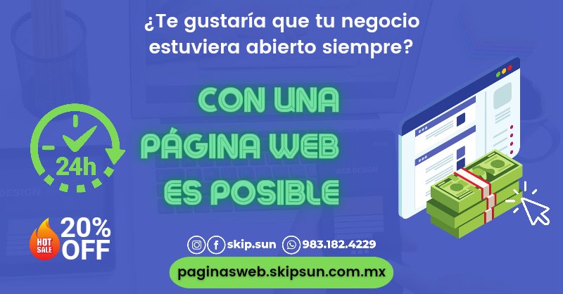 SkipSun1's tweet photo. 😀Amigos, si necesitan una página web para su negocio, con gusto les ayudamos.👍🏼

🌐Más detalles en https://t.co/eyexbeF6rf

📱Whats 9831824229
Diseño de páginas WEB

 #paginaweb #tumarcaeninternet #Dseñoweb #hosting #dominio #correopersonalizado #correoprofesional #skipsun https://t.co/V9yQOugfz3
