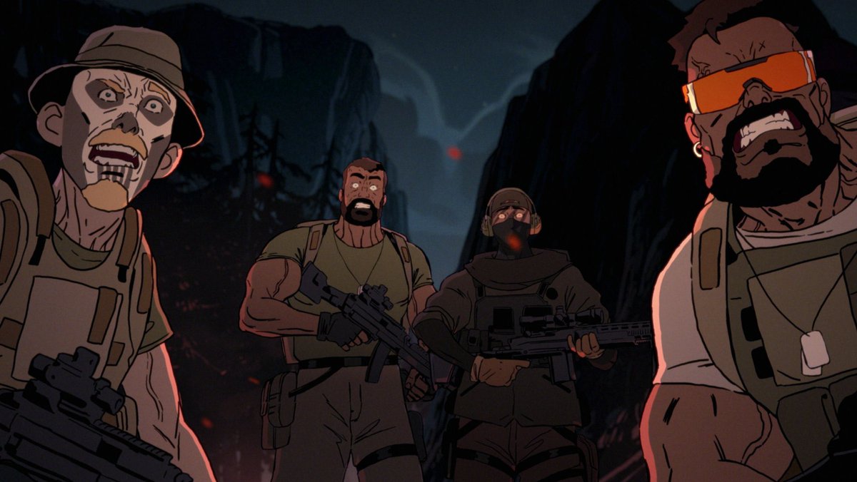 JonZarlengz's tweet photo. #LoveDeathAndRobots #KillTeamKill
Cybernetically enhanced killer bear VS American marines who love to swear, shoot things, and be vulgar. Bloody, violent and in your face
Eh. I really wasn’t a fan of this episode. We’ve already gotten some like this before.
1.5/5 for the 🐻 https://t.co/2mNSQzwNgo