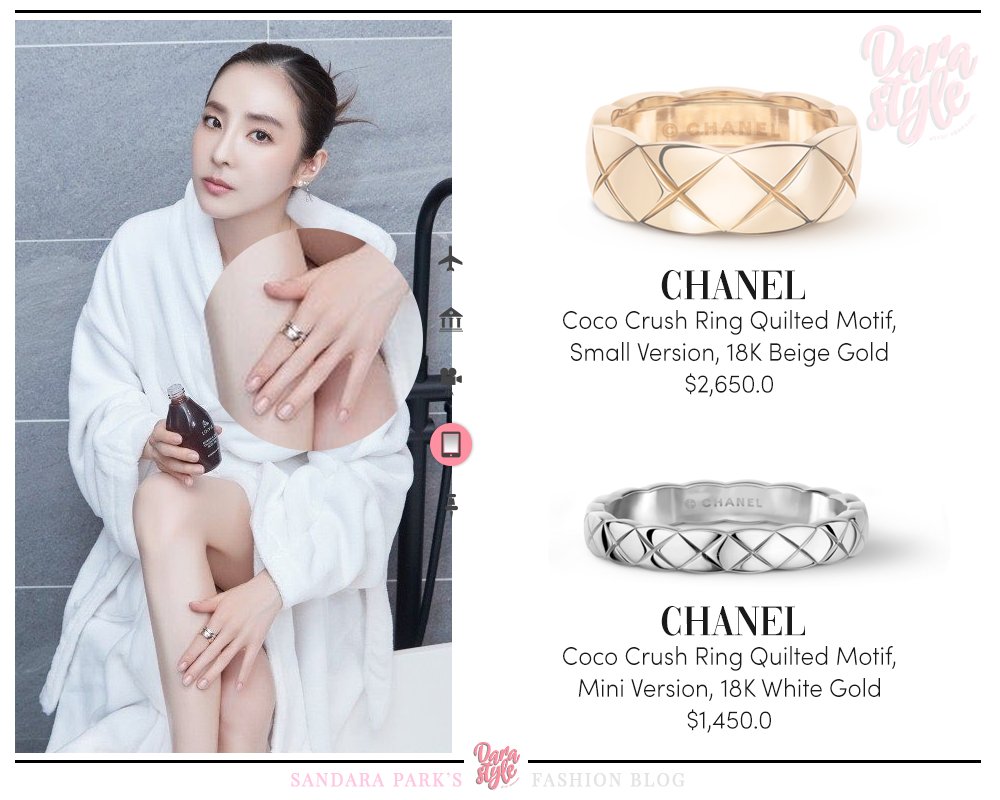 Dara Style on X: [SNS Update] 220522 - #DARA's Instagram post, wearing: #CHANEL  Coco Crush Ring Quilted Motif, Small Version, 18K Beige Gold #CHANEL Coco  Crush Ring Quilted Motif, Mini Version, 18K