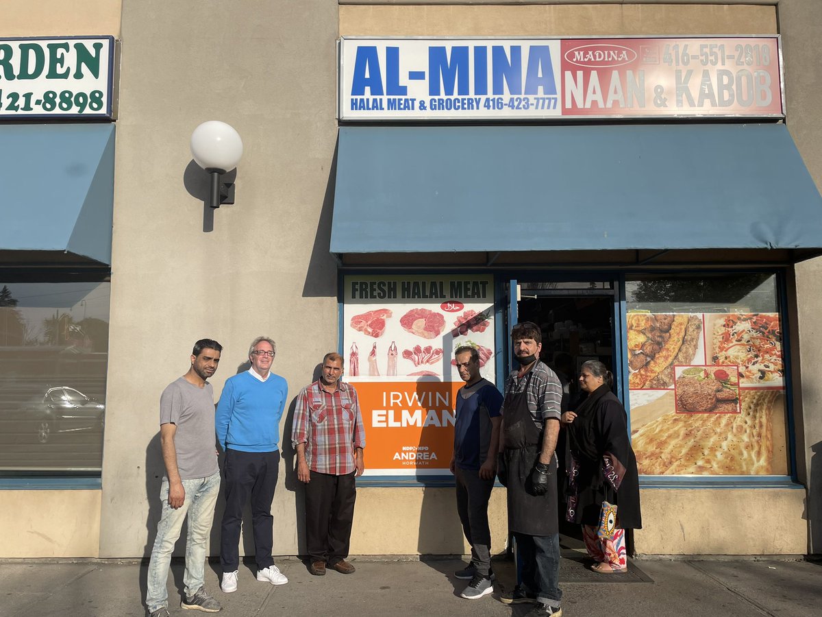 irwinelman's tweet photo. With Aslem of Al-Mina Grocery. Told he was the King of the businesses in the area. Then told he actually was the “King maker”. I don’t know. I just think he is a great guy. Thank you for the support Aslem #thisiswhywerun @OntarioNDP https://t.co/dgbTfBWwoj