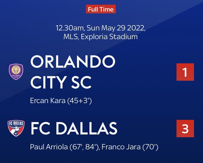 Orlando_CityUK's tweet photo. Not the result I hoped to wake up to. π
Wednesday nightβs 120+ minutes was always going to take its toll.
Still, itβs been a solid start after 14 @MLS games.
See you after the break. ππ½
#ORLvFCD #OrlandoCity #DaleMiAmor #MLSUK https://t.co/sxIaTaXglQ