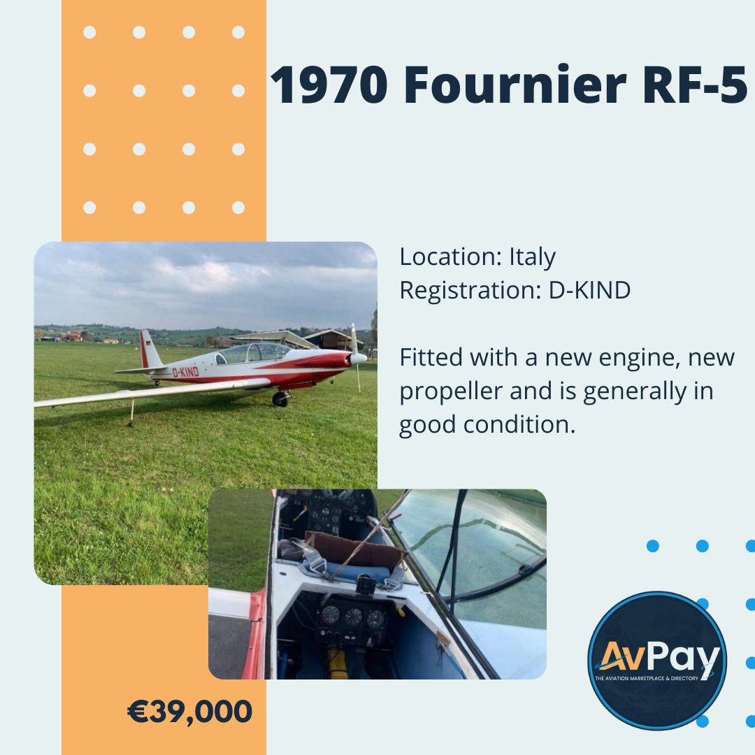 View listing at avpay.aero/company/aerocl… 

#fournier #motorglider #aircraft #aircraftlovers #airplane #airplanelovers #gliderpilot #aircrafts #glider #gliding