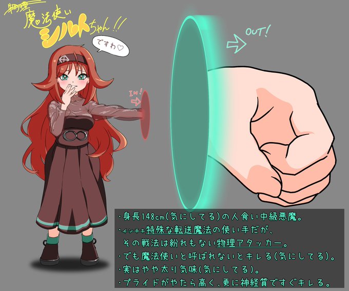 妄想丸呑みゲー魔物娘シリーズ第二弾(突然)
【魔法使い(自称)のシルト】
インキチ転送魔法で
攻撃を大きくしたり
相手を小さくしたりして
弱らせたり丸呑みしたりするよ
でも割と詰めが甘い
チョロ子ちゃんだよ 