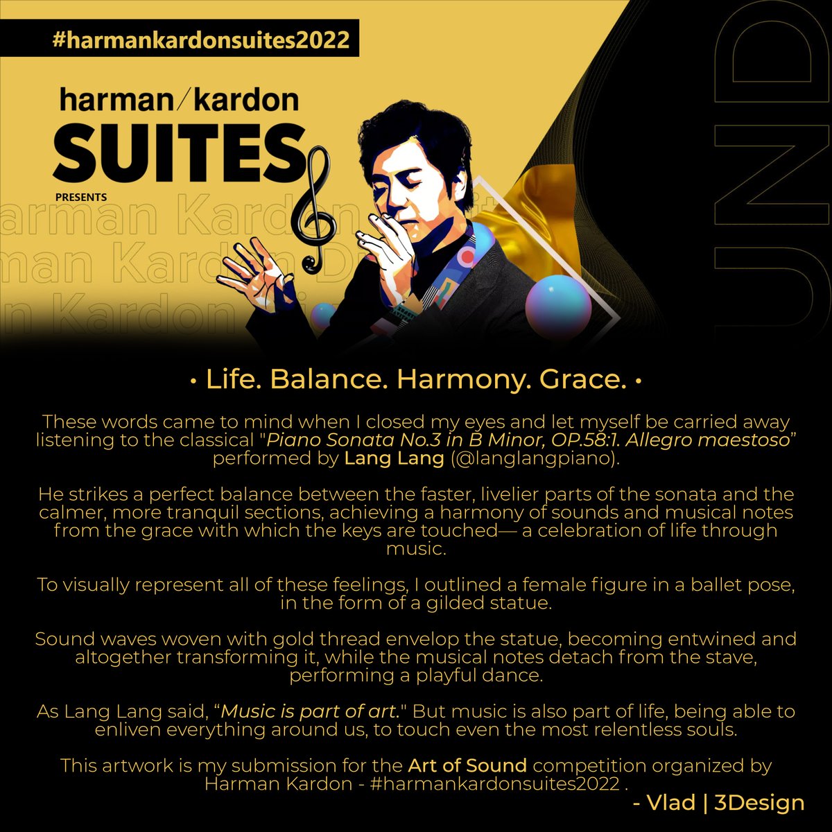 • Life. Balance. Harmony. Grace. •

This artwork is my submission for the Art of Sound competition organized by @HarmanKardon in collaboration with @lang_lang. 

#harmankardonsuites2022.

#HarmanKardon #LangLang #MontreuxJazzFestival
#nfts #digitalart #nft #algo #algorand