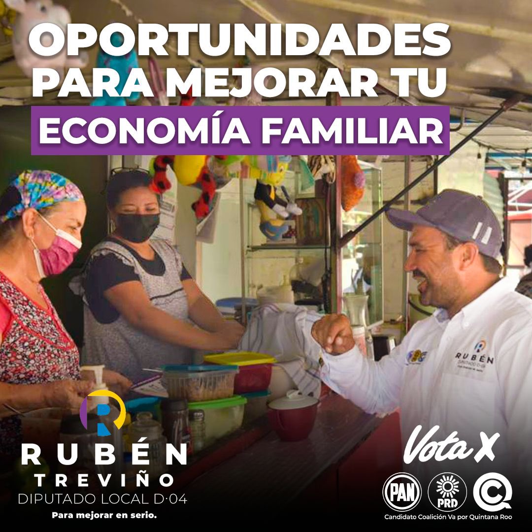 rubentrevinoa's tweet photo. Desde la coalición #VaPorQuintanaRoo, crearemos  #EmpleosDignos que mejoren tu calidad de vida😊. Ya no dependerás tanto de las temporadas vacacionales y tendrás acceso a una #Despensa mensual💪. ¡Vota este #5DeJunio por @confianza_qroo, @PANQR @prd_quintanaroo! ✌️ https://t.co/9VnvCQ6SxL