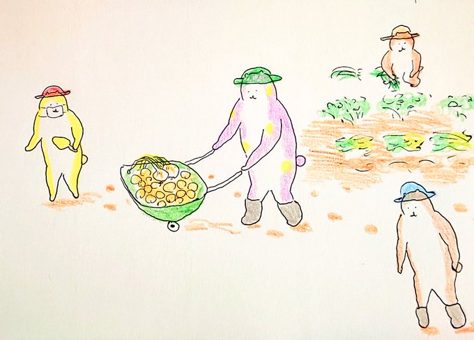 じゃがいもを掘りました
#bubuchiyo絵日記 
