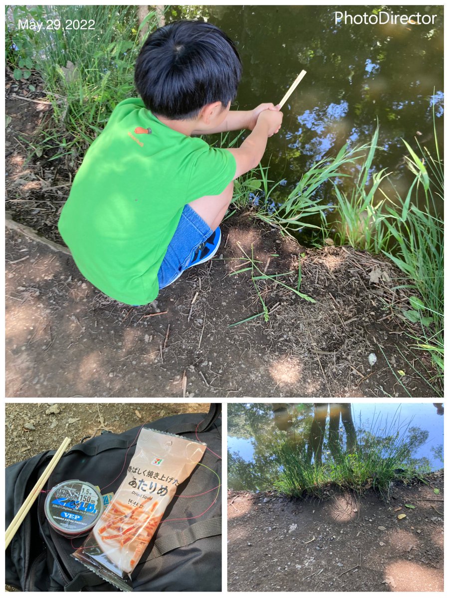 前打ち延べ竿選手権で魚に相手にされずあえなく予選敗退。

さらに。。。
🦞ザリガニさんにも相手されず。。。

「とうちゃん！　何か釣れないの？」
と。。。😅😱🙇‍♂️

来週はカニ🦀を釣ろう❣️
となんとも手堅い約束をしてもうた(笑)