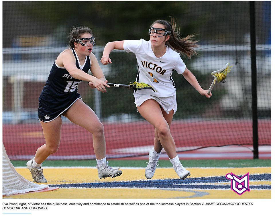 Lacrosse Milestone: Eva Pronti, Victor senior, scored her 100th career goal in the Brighton game tonight. Couple this with her 150+ assists and she has the Lacrosse Double Double. Congrats Eva. She will attend Duke in the Fall. #MonsterProud <a href="/PrimetimeBall_/">Primetime585⭕️</a>