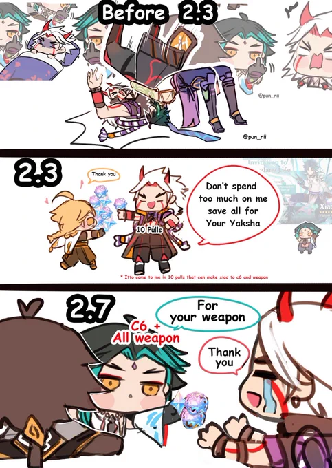 Little bro and Big bro : 03 
#xiao #itto #zhongli #aether 
*another side story so i'm too lazy to re-upload , sorry (there are alot 😅😅😅😅) 
