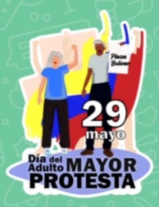 PensionadosVzla's tweet photo. Este #Domingo29 Día del Adulto Mayor, estaremos informando sobre las 41 protestas que realizaremos en las Plazas Bolívar con esta etiqueta: 
#ProtestaAdultoMayor https://t.co/fU1yiOgit0