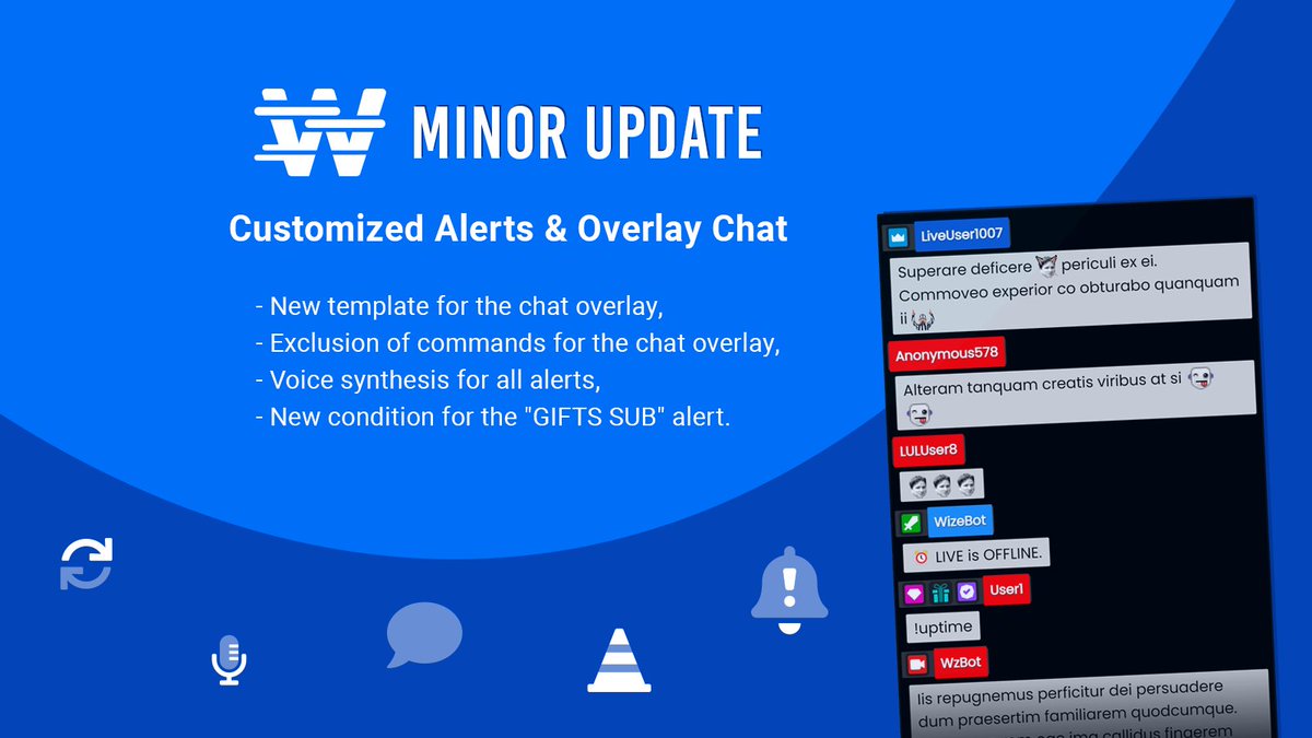 WizeBot's tweet photo. 🚀 Our widgets are evolving!

Our custom alerts and chat overlay have received some changes and new features, you can find all the details in the attached image.

🎙 Stay tuned, more news coming soon! 🤫

🤖 #wizebot #minorUpdate #en https://t.co/4IzbI3SJ19