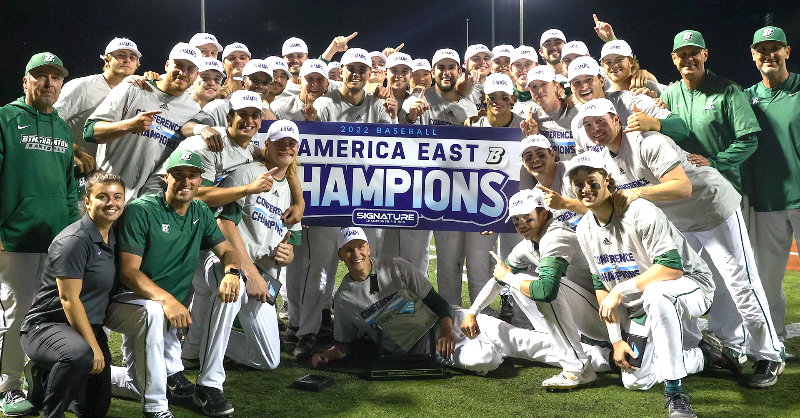 AmericaEast's tweet photo. .@BinghamtonBASE will head to @NCAABaseball Regionals after a 7-1 win in the #AEBASE title game 

#AEChamps