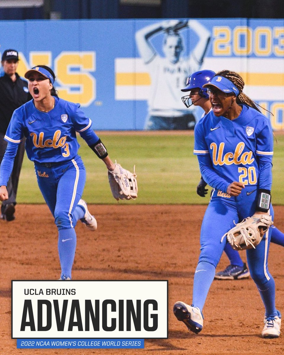 espn's tweet photo. Make that 7️⃣ trips in a row to the #WCWS for the Bruins 😤

(📸 @uclasoftball) https://t.co/WafIOKA314
