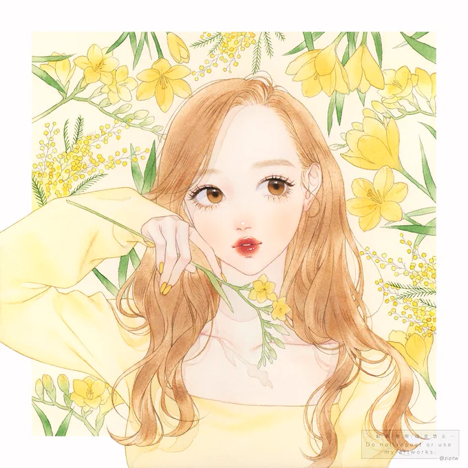 『bloom -yellow-』
透明水彩/色鉛筆 
