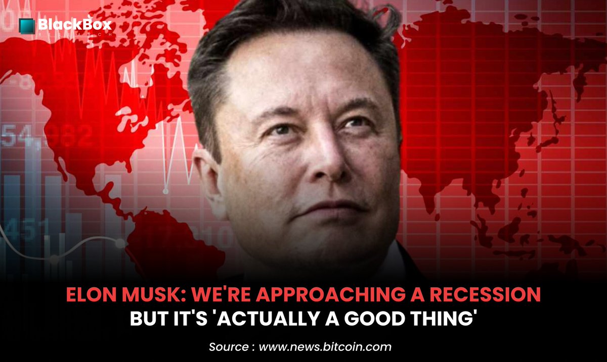 bbox_research's tweet photo. Tesla CEO @elonmusk believes the U.S. economy is approaching a recession but he explained why it is “actually a good thing.” Musk has estimated that the upcoming #recession will last 12 to 18 months.

More details 🔽🔽
https://t.co/Z8gyI9VOE6 https://t.co/SHZ2SglYa7