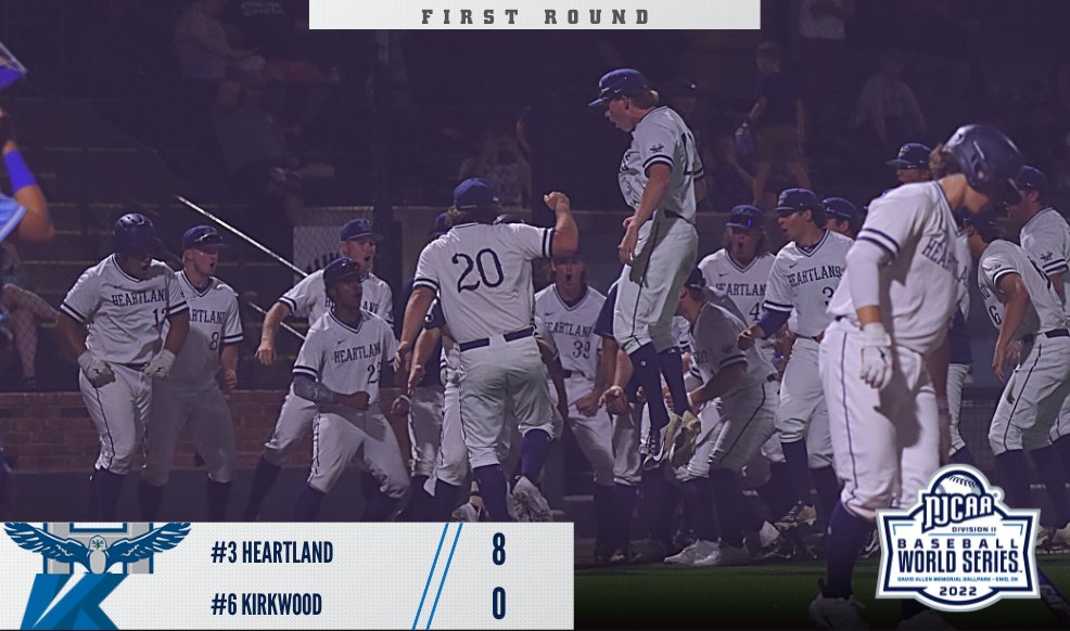 The Hawks soar on ➡️

No. 3 Heartland posts a shutout performance over No. 6 Kirkwood in the first round of the 2022 #NJCAABaseball DII World Series!

njcaa.org/championships/…