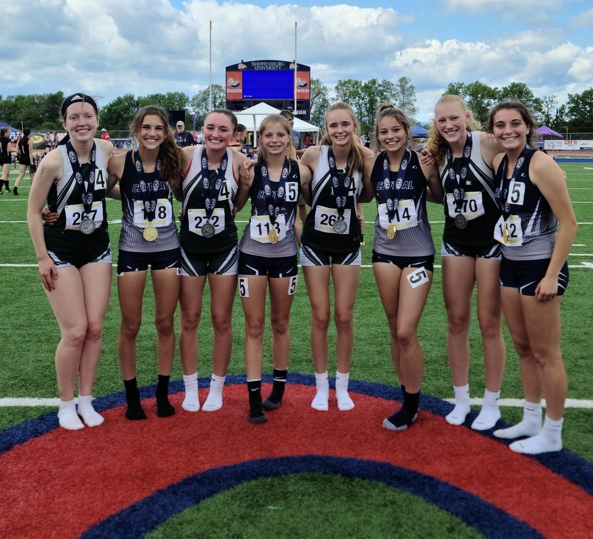 20_njohnson's tweet photo. These two 4x4 teams battled multiple times this year being from District 4. To see these girls smile together after one of the most exciting races of the day is awesome.
Congrats! Central Columbia and Lewisburg Claim Gold and Silver. @PennTrackXC @ccbluejaysports @piaad4sports https://t.co/mRKLnPGiFx