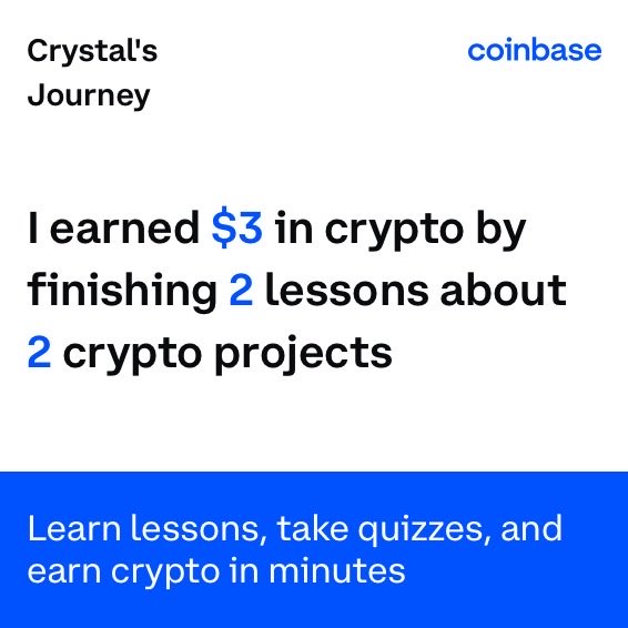 I've earned $3 so far by learning about crypto on <a href="/Coinbase/">Coinbase 🛡️</a>. See how much you can earn at: coinbase.com/earn?utm_campa…