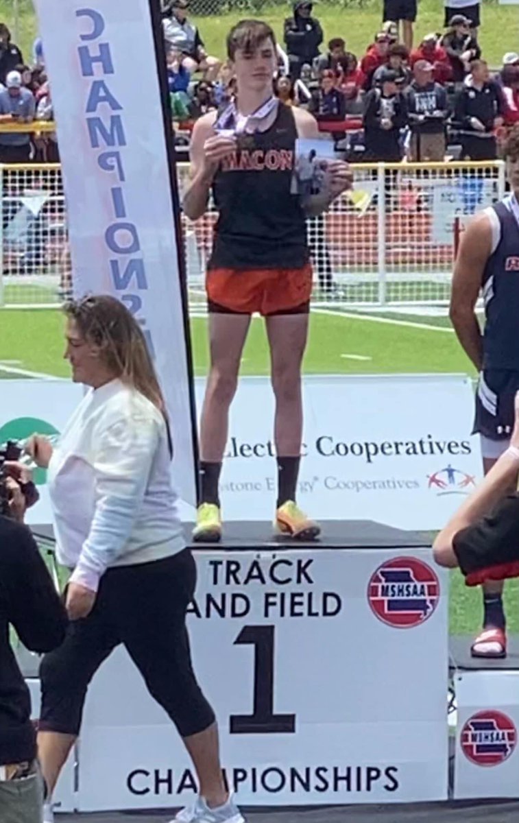 Caelan Harland is Macon High School’s State Champion!
Caelan won Pole Vault at the MSHSAA State Track meet today with a jump of 14’ 6” or 4.42 meters. 
<a href="/CaelanMcGeeKTVO/">Caelan McGee KTVO</a> <a href="/ChrisDuerr/">Chris Duerr</a>