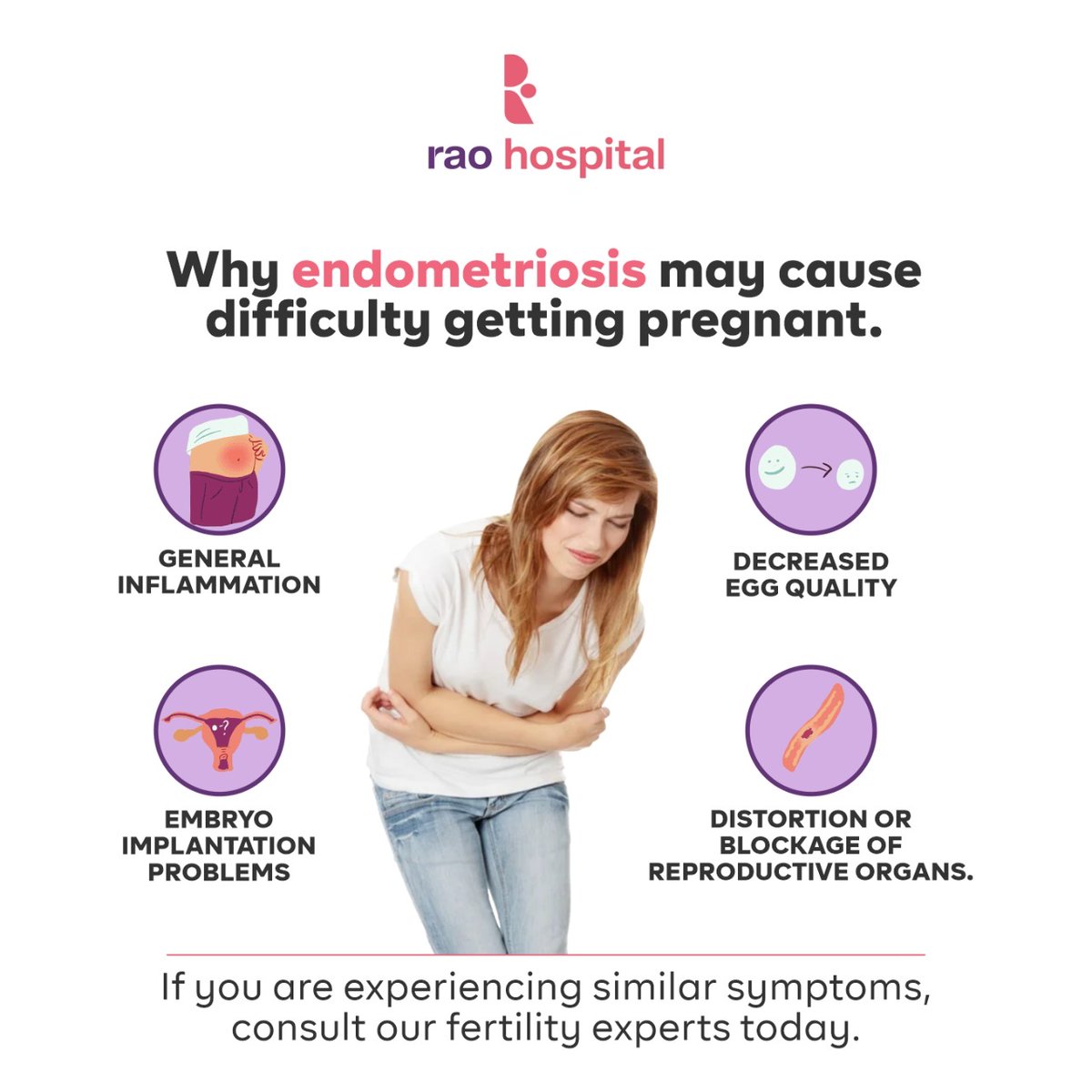Raohospital's tweet photo. If you have endometriosis, your odds of  getting pregnant are impacted. Find out how you can improve your chances for conception from the experts.

Call us now or book an appointment!

#Endometriosis #EndometrioseSyndrome
#HowToGetPregnant #HowToGetPregnantWithEndometriosis https://t.co/ottx1owZMz
