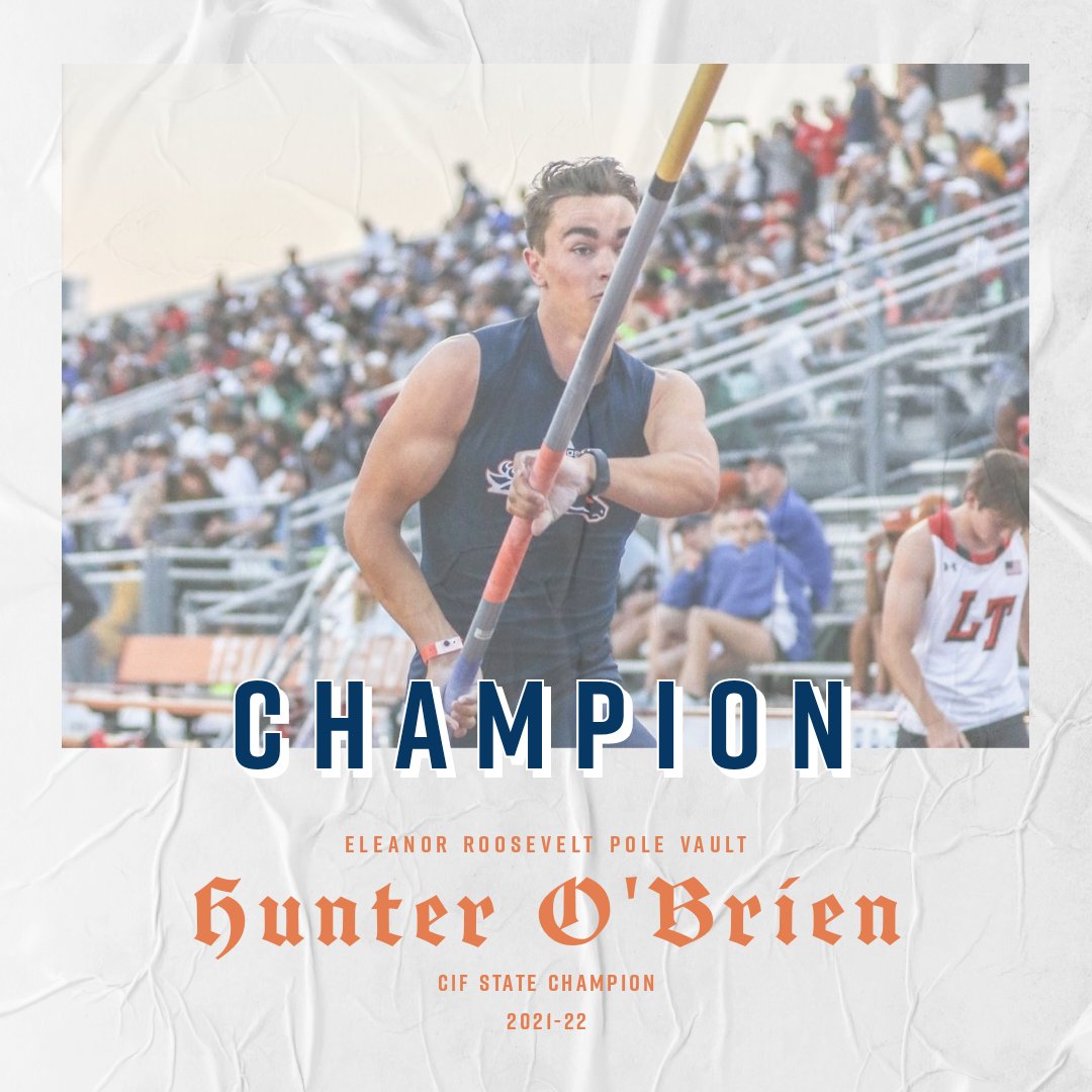 Hunter O'Brien is your CIF STATE CHAMPION in Pole Vault!!! 🐴🏆
