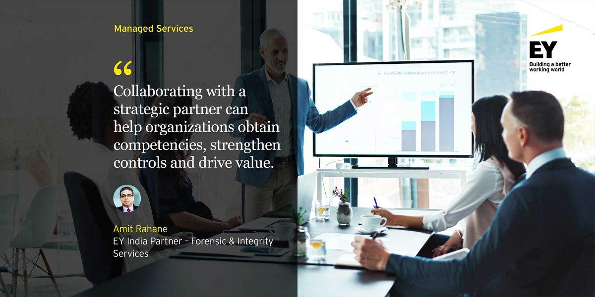 EY_India's tweet photo. Incorporating a managed services approach strategy for regulatory productivity, cost management, and agility is evolving to become an essential part of compliance and ethics transformation https://t.co/fPzCDRVdHN
#EYForensics #EYManagedServices #EthicsTransformation https://t.co/v904jGcmt9
