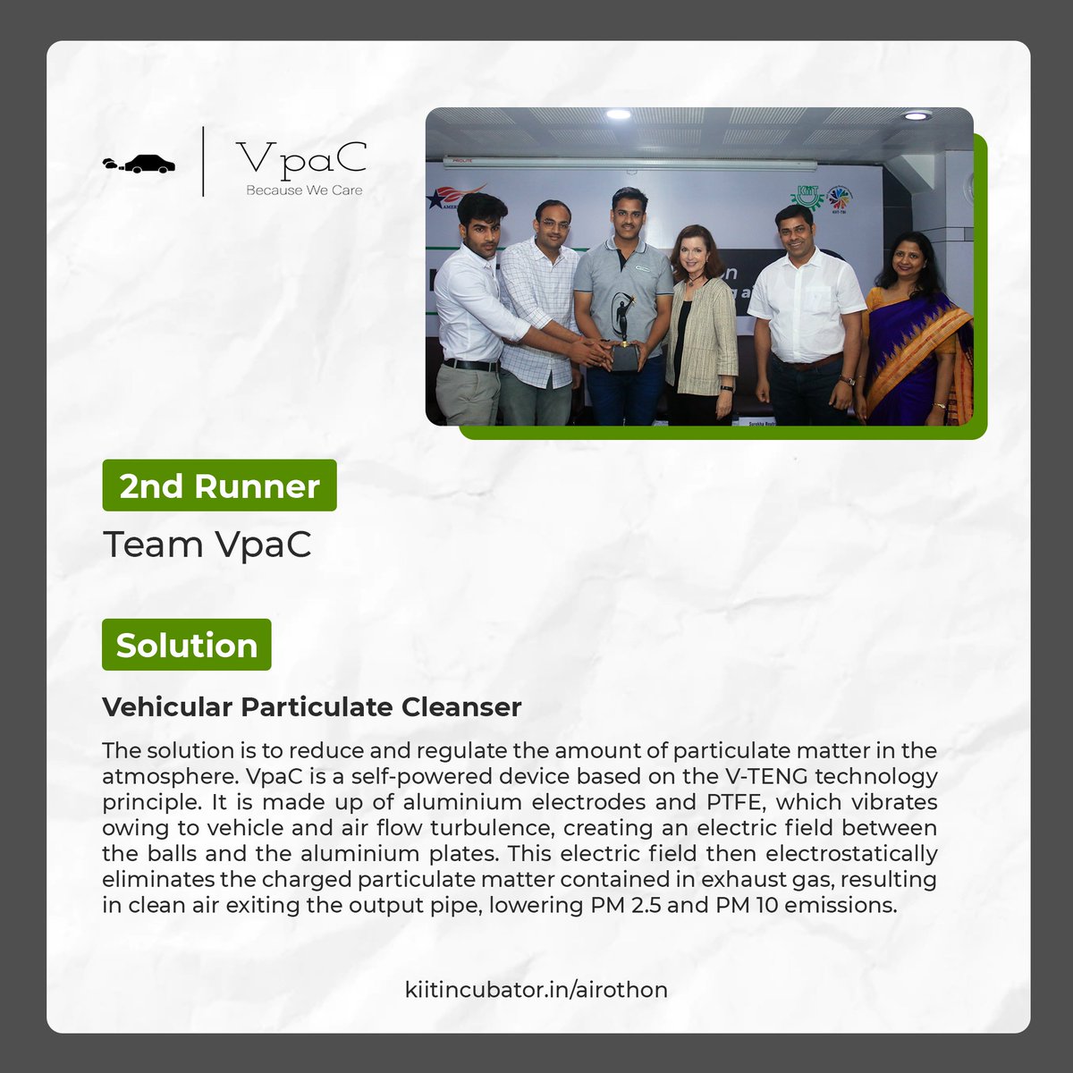 KIIT_TBI's tweet photo. We are thrilled to have the top three #AirOthon teams aboard!!

Over the course of six months, the innovators will receive 360-degree support to complete their product development and product validation across three cities. 

#climateaction #airquality #airothon https://t.co/9Uf3oseSvb