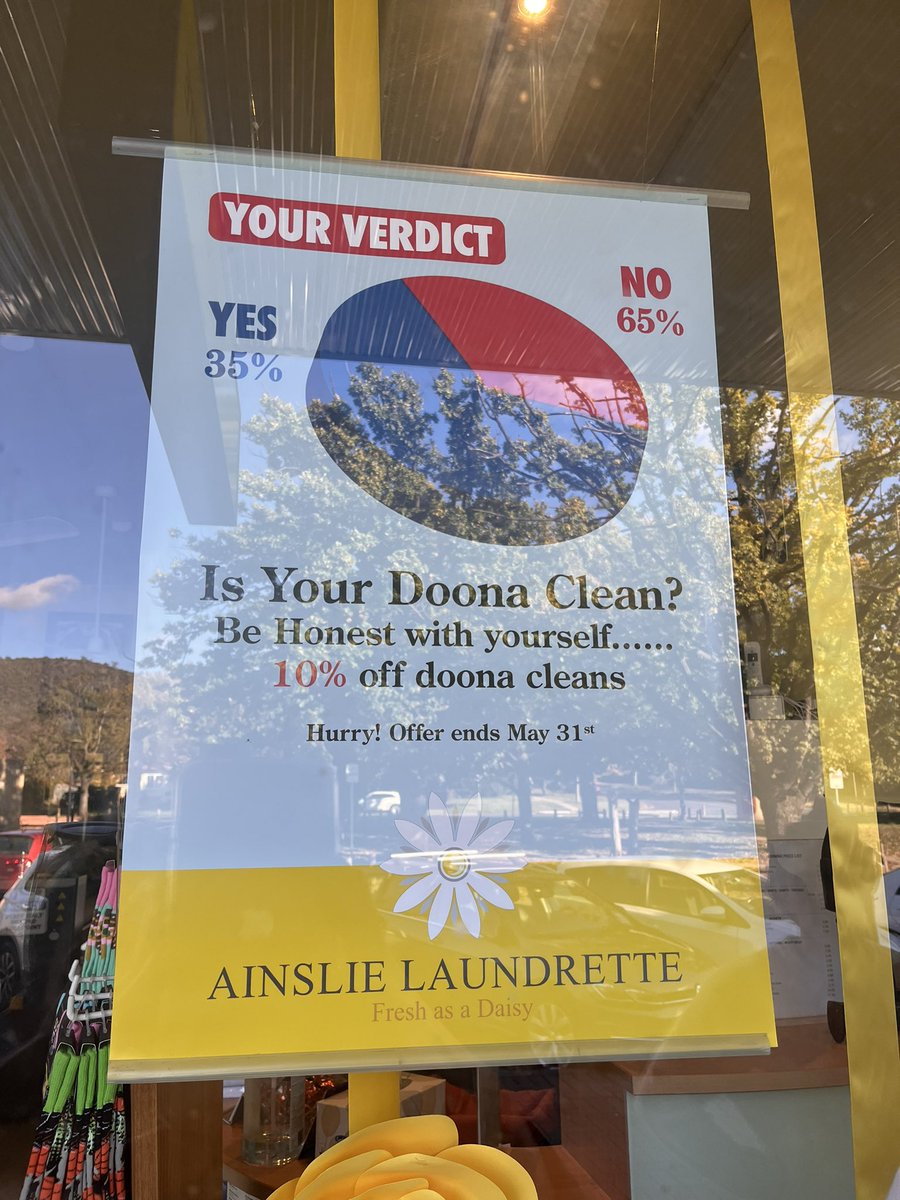 livcaisley's tweet photo. You know you’re in Canberra when even Ainslie laundromat is poking fun at skewed Newspoll charts 😂. #auspol https://t.co/mB1qhCXTWb